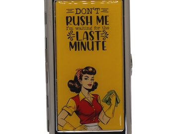 Retro "Don't Rush Me" Metal Cigarette Case, King Size & Slim