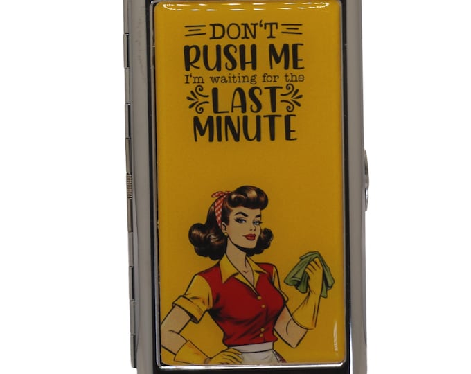 Retro "Don't Rush Me" Metal Cigarette Case, King Size & Slim