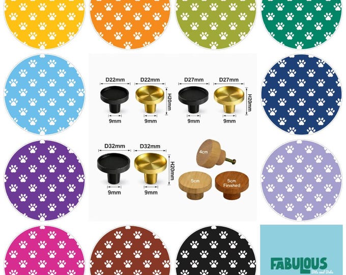 Animal Paw Prints Drawer Knobs, Cabinet Pulls (4cm) (5cm) (2cm) (2.5cm) (3cm)