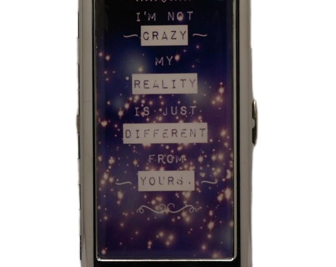 I'm Not Crazy my Reality is just Different from Yours, King Size Cigarette Case, Cigarette Box, Metal Money Card Storage Case, Slims, 100's