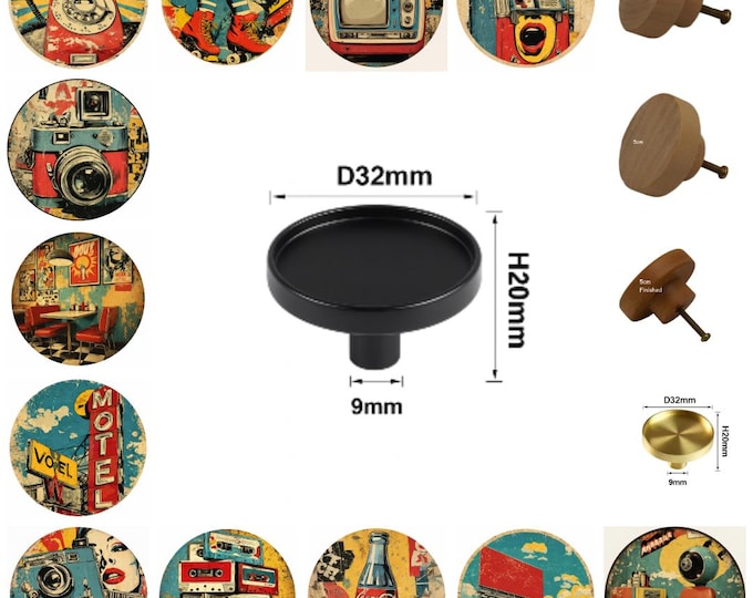 Retro Junk, Pop Art Drawer Knobs, Retro Furniture Decor, Wooden Drawer Knobs, Brass Cabinet Knobs