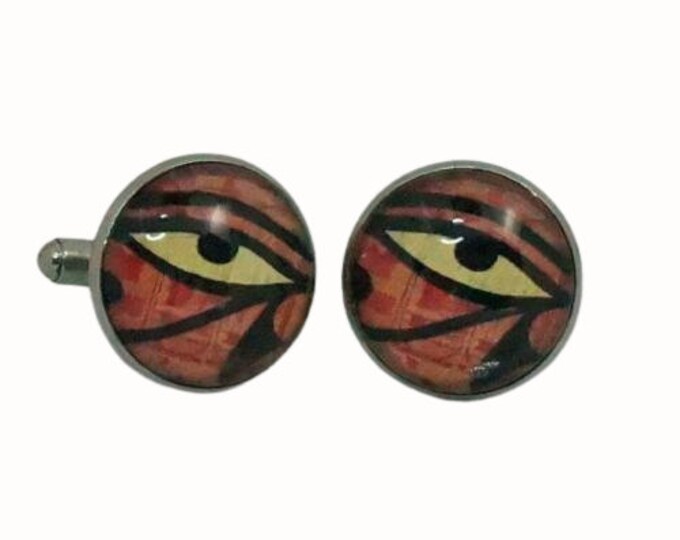 Stainless Steel Cufflinks Shirt Accessories 1.8cm Glass The Eye of Horus