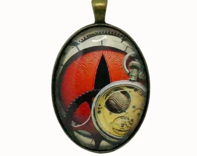 Steampunk, Evil Eye, Oval Bronze Plated Pendant, Necklace Pendant