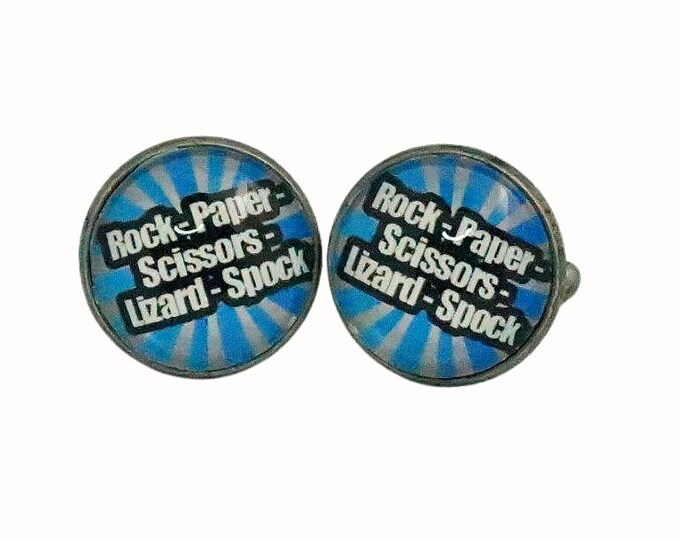 Stainless Steel Cufflinks Accessories 1.8cm The Big Bang Theory Rock Paper Scissors Lizard Spock