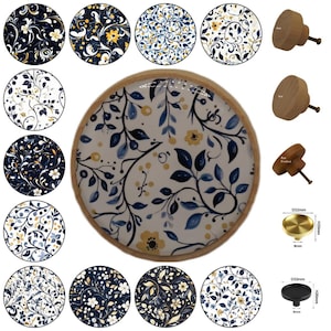 Norska Rosemaling Runda Träskåpshandtag, Lådknoppar, Heminredning