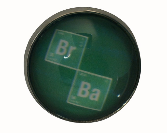 Breaking Bad, BR, BA, Round Metal Brooch, Silver Plated, 2.0cm Brooch, Glass, Scarf Pin, Lapel Pin