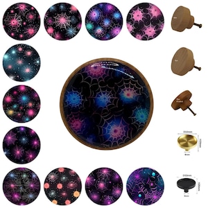 Spiderweb Wooden Drawer Knobs, Gothic Cabinet Handles, 3cm, 4cm, 5cm