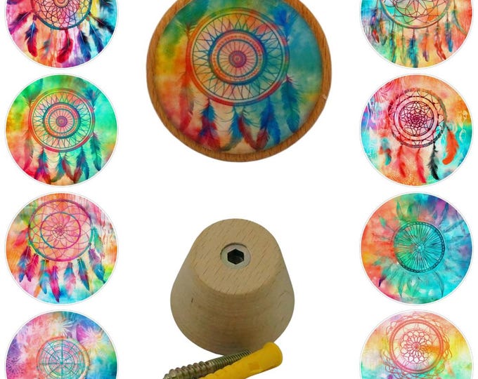 Dreamcatcher Art Wooden Wall Hooks, Coat Hooks, Wall Decor, Decorative Wall Hooks, Wall Art