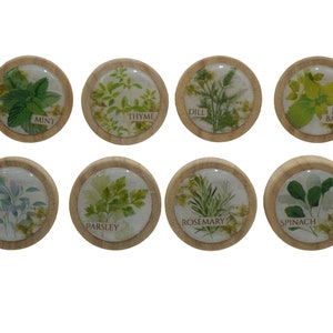 Drawer Knobs, Kitchen, Decor, Herbs, Cabinet Handles, Furniture Drawer Knobs, Round Wooden Drawer Knobs, Drawer Handles, Cabinet Pulls