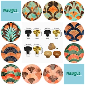 Art Deco Wooden Drawer Knobs, Patterned Cabinet Handle (3cm, 4cm, 5cm Available)