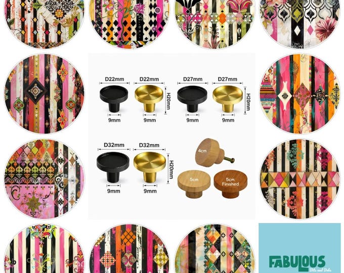 Pink Floral Drawer Knobs, Cabinet Pulls, Furniture Decor, 3cm, 4cm, 5cm