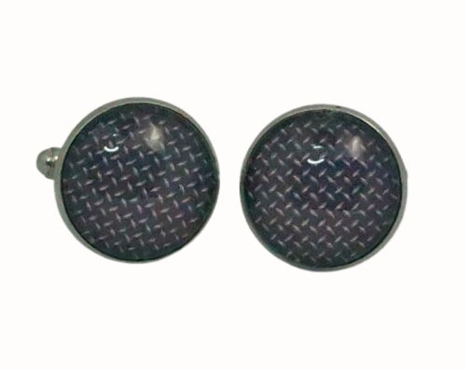 Stainless Steel Cufflinks Accessories 1.8cm Glass Construction Site Sign
