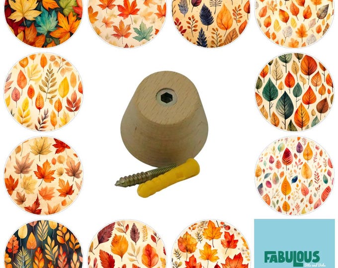 Autumn Leaves Wooden Wall Hooks, Resin Finish, Nursery Decor