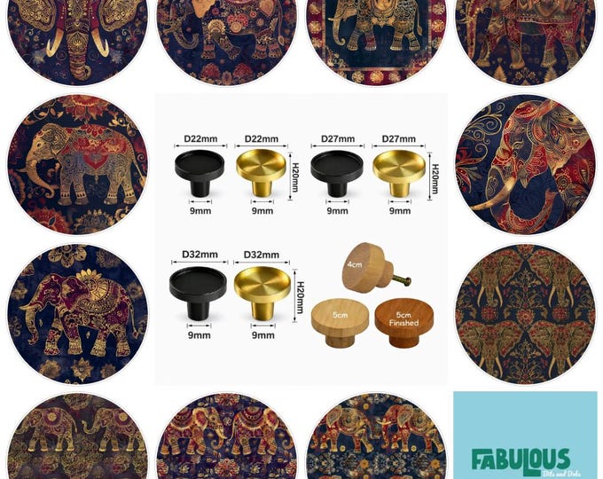 Elephants Drawer Knobs, Wooden Cabinet Handles, Brass Drawer Pulls