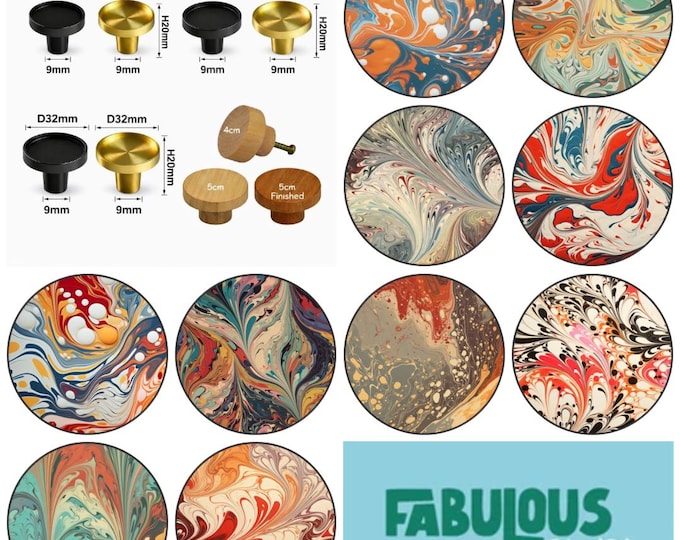 Marbled Cabinet Handles, Furniture Drawer Knobs, Round Wooden Drawer Knobs, Drawer Handles, Cabinet Pulls, 5 Sizes