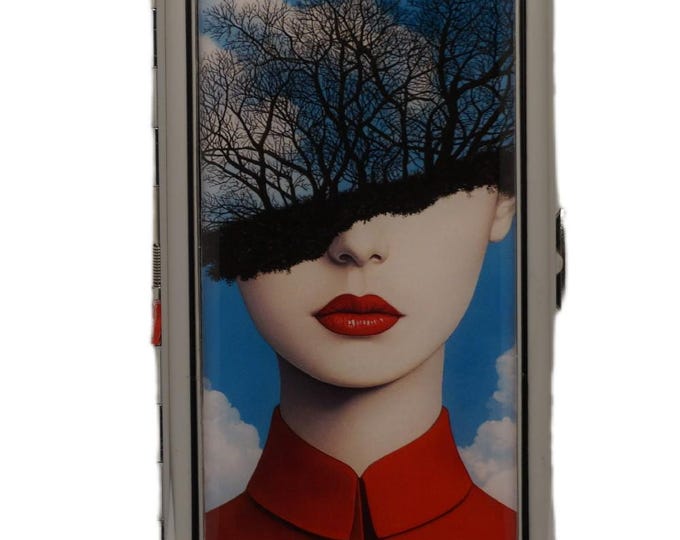 Surrealism Art: Metal King Size Cigarette Case, Card Storage