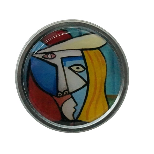 Round Storage Tin Trinket Box Gift Tin Keepsake Box Gift Box Jewellery Box Bits and Bobs Tin Pablo Picasso Cubism Art