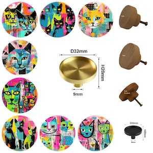 Colorful Cats, Cabinet Handles, Furniture Drawer Knobs, Round Wooden Drawer Knobs, Drawer Handles