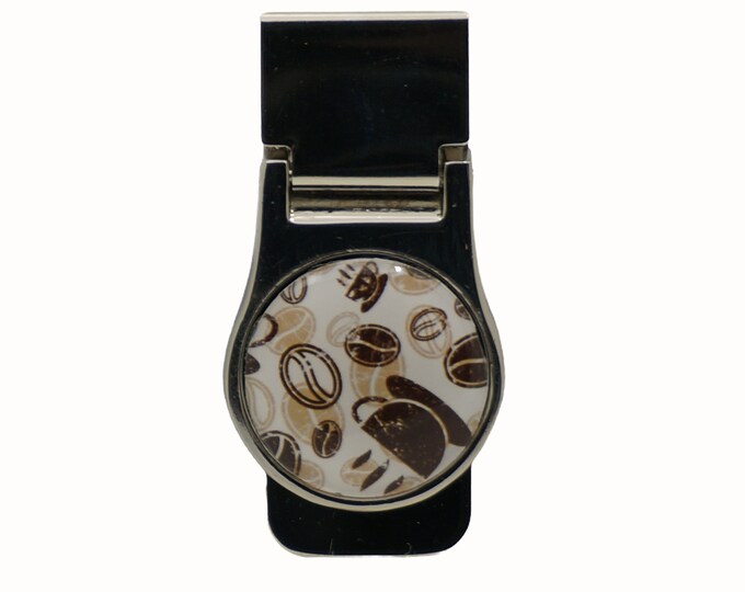 Coffee, Coffee Beans, Stainless Steel Money Clip, Pocket Money Holder, Money Clip Holder