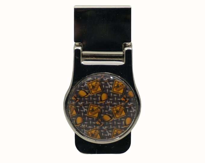 Construction Signs, Stainless Steel Money Clip, Pocket Money Holder, Money Clip Holder