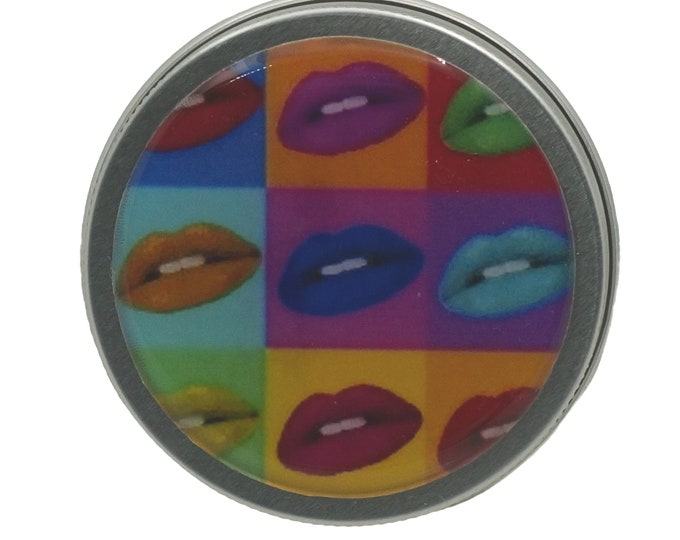 50ml Tin, Pop Art, Lips, Retro, 50ml Round Storage Tin, Trinket Tin,  Pill Box, Mint Box, Lipstick, Eye Shadow, Storage Tin