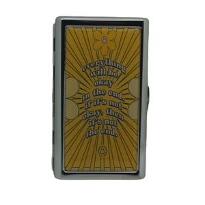 Vintage Hippy, Hippy, Tudo ficará bem..., Caixa de cigarro King Size, Caixa de cigarro, Caixa de metal para guardar cartões de dinheiro, 100's, Slims