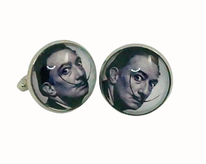 Stainless Steel Cufflinks Accessories 1.8cm Glass Salvador Dali