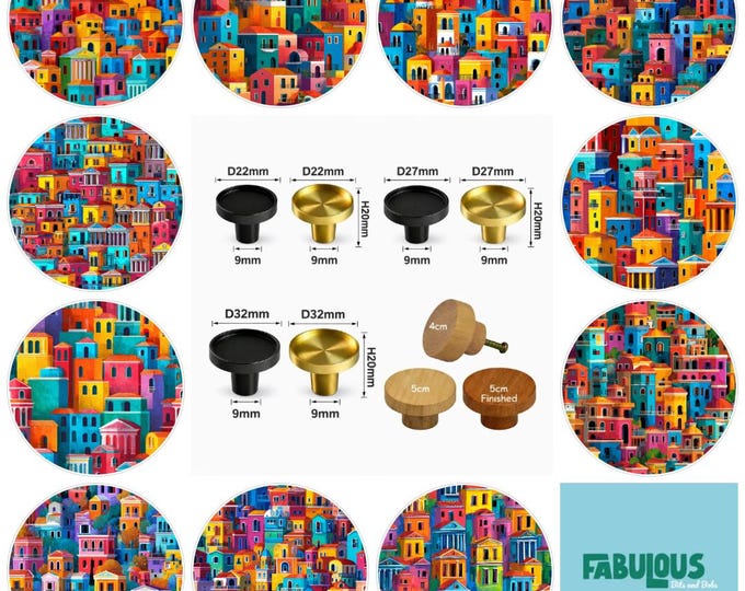 Colorful Houses Drawer Knobs, Cabinet Pulls (4cm) (5cm) (2cm) (2.5cm) (3cm)