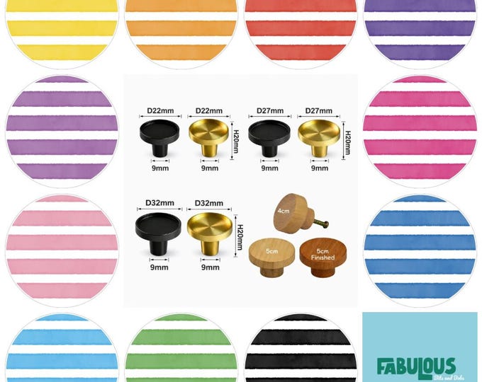 Striped Drawer Knobs, Cabinet Pulls (4cm) (5cm) (2cm) (2.5cm) (3cm)