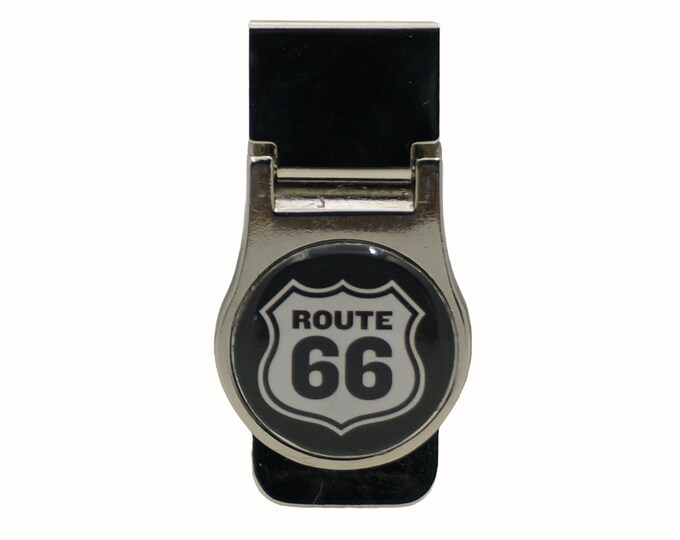 Route 66, Stainless Steel Money Clip, Pocket Money Holder, Money Clip Holder