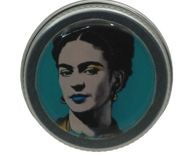 Frida Kahlo Round Tin, Handmade Pop Art Trinket Storage, 15ml