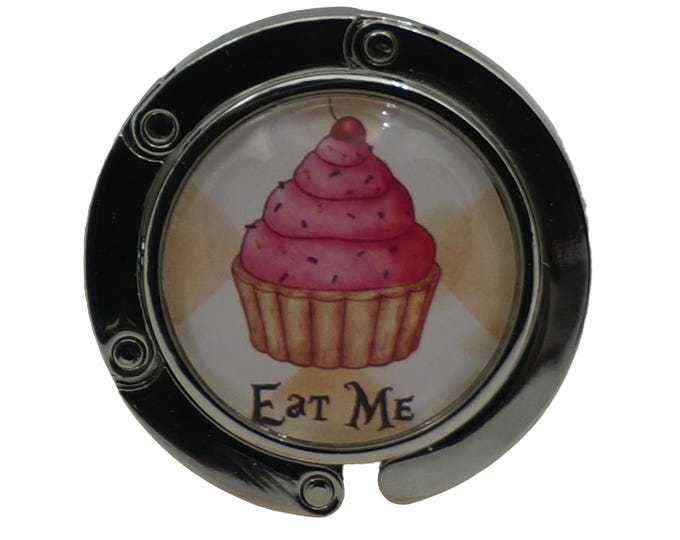 Alice in Wonderland, Eat Me, Cupcake, Purse Hook, Bag Holder, Table Top Bag Hanger