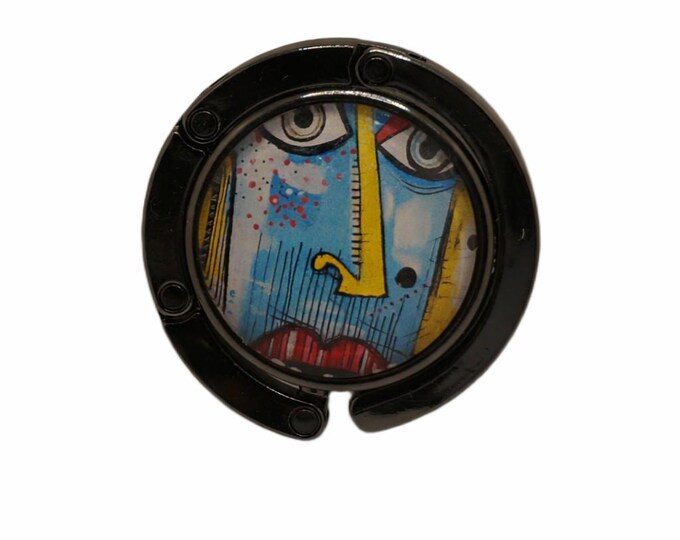Abstract Face Art, Purse Holder, Purse Hook, Bag Holder, Table Top Bag Hanger
