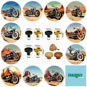 Motorfietsen, ladeknoppen voor de mancave, auto's, retro meubeldecoratie, houten ladeknoppen, messing kastknoppen