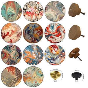 Marbled Cabinet Handles, Furniture Drawer Knobs, Round Wooden Drawer Knobs, Drawer Handles, Cabinet Pulls