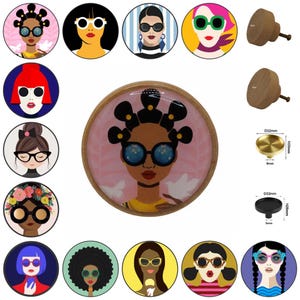 Tiradores de madera con caras divertidas para cajones, tiradores decorativos, tiradores para armarios de 5 cm, tiradores para muebles, tiradores redondos de madera para cajones, tiradores para cajones