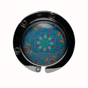 Purse Hook, Bag Holder, Table Top Bag Hanger, Bag Hanger, Purse Hanger, Patterned, Mandala, Blue, Orange