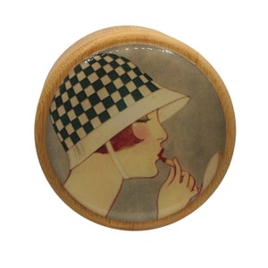 Art Deco Fashion, Vintage Magazine, Round Bamboo Box, Wooden Storage Box, Jewellery Box, Keepsakes Box, Trinket Box, Watch Box, Salt Box