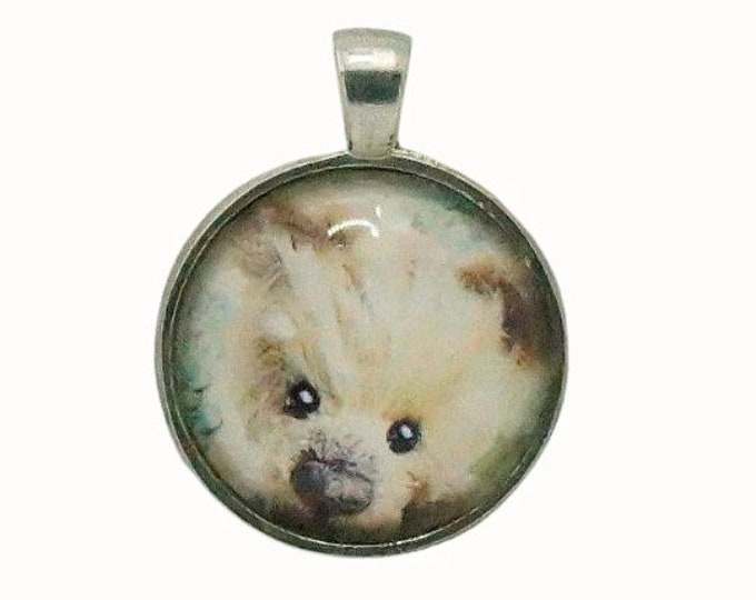 Bear, Teddy Bear, Silver Plated, Round Pendant, 2.5cm, Photo Pendant