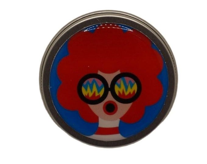 Funky Faces 50ml Tin, Round Storage Tin, Trinkets,  Pill Box, Mint Box, Candy Storage Tin