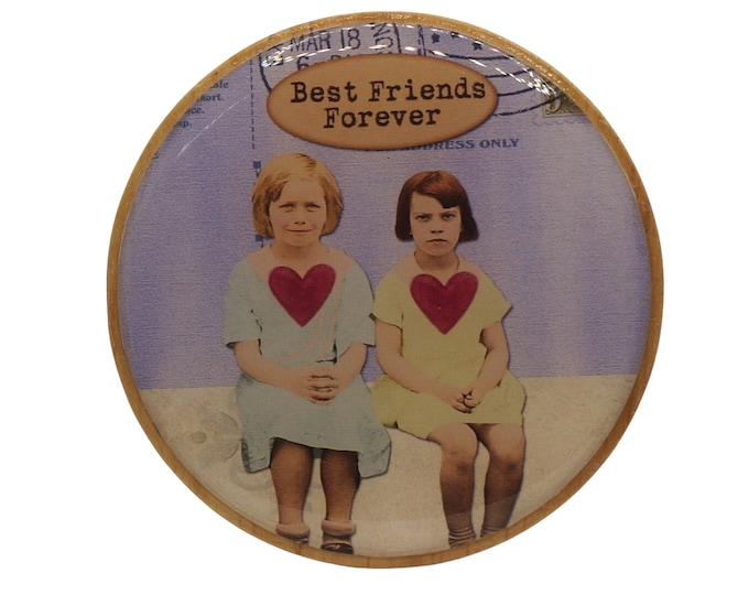 Mini Glass and Wood Jewellery Box, Girls Best Friends Forever Decor