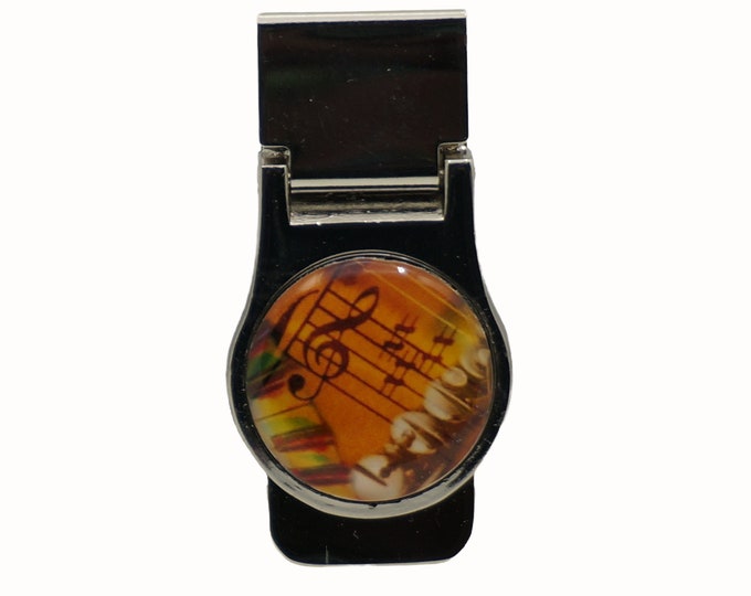 Music Notes, Stainless Steel Money Clip, Pocket Money Holder, Money Clip Holder