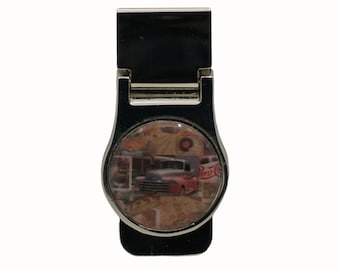 Vintage Collage, Vintage Truck, Stainless Steel Money Clip, Pocket Money Holder, Money Clip Holder