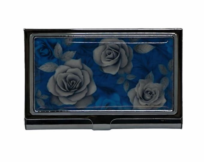 Roses Card Holder, Metal Business Card Case, Cigarette Case, Credit Card Holder, Card Protector