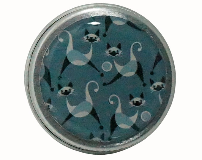 15ml Round Screw Top Handmade Decorative Tin Rings Earrings Pill Tin Mints Keepsakes Gift Tin Mid Century Art Retro Black Cats