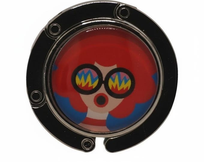 Funky Face with Glasses, Purse Hook, Bag Holder, Table Top Bag Hanger