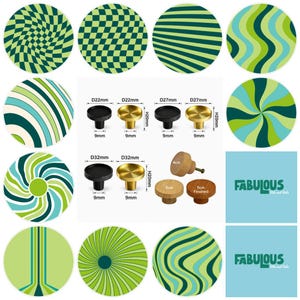Groovy Retro in Green  Drawer Knobs, Cabinet Pulls (4cm) (5cm) (2cm) (2.5cm) (3cm)