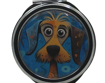 Dog, Cute Dog, Pill Box, Mirror, Medicine Case, Pill Case, Silver Pill Box, Three Sectioned Pill Box, Mirror