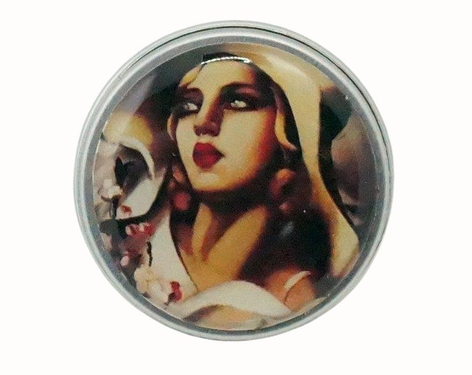 10ml Round Screw Top Handmade Decorative Tin Rings Earrings Pill Tin Mints Keepsakes Tamra De Lempicka in Brown