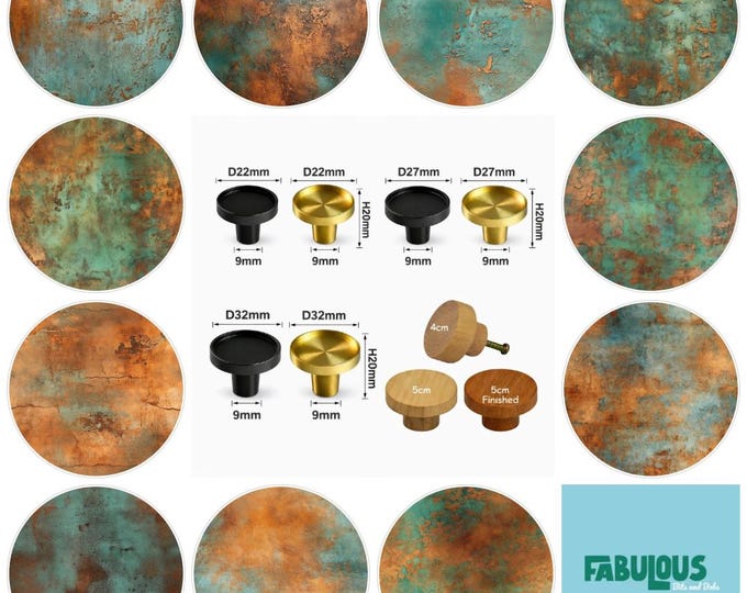 Distressed Copper Patina Look Drawer Knobs, Cabinet Pulls (4cm) (5cm) (2cm) (2.5cm) (3cm)